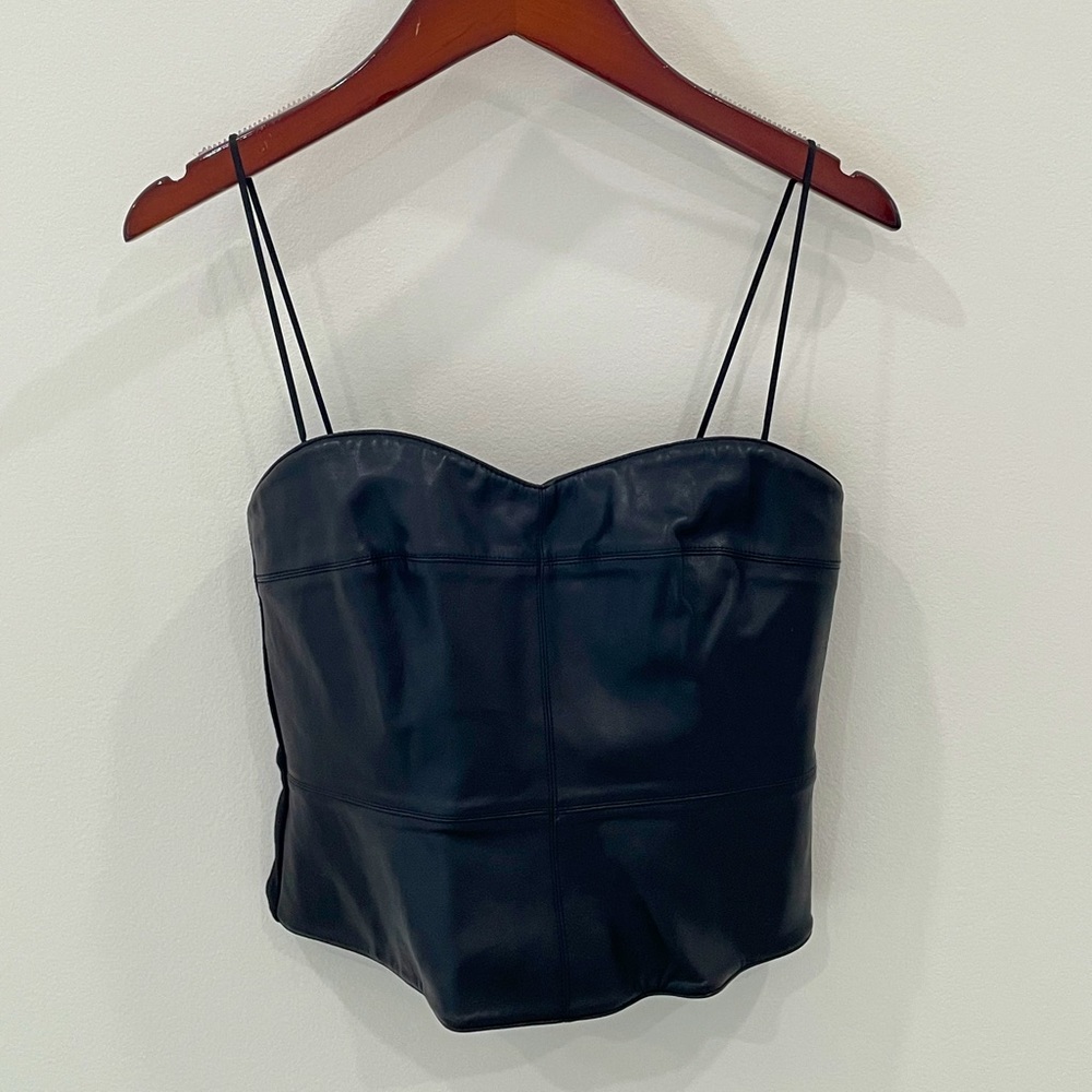 Bailey 44 Black Faux Leather Crop Top